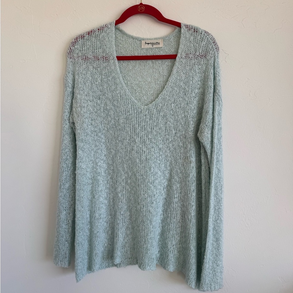 Impressions Light Blue V-Neck Sweater